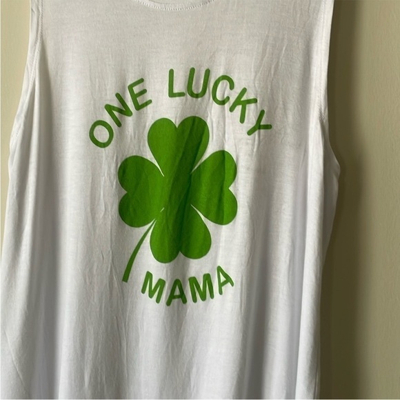 Miken Flow White One Lucky Mama Tank Top Medium - Picture 4 of 11